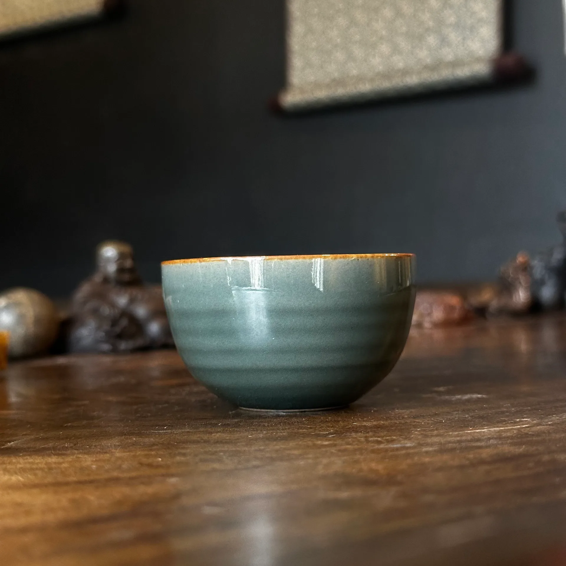 Пиала зеленая ребристая